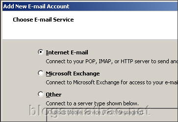 Nhấn vào lựa chọn Internet E-mail và nhấn nút Next.