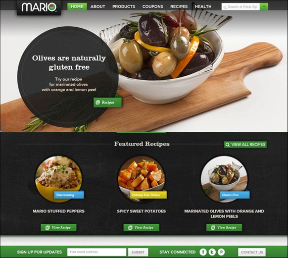 Website nhà hàng Mario Foods