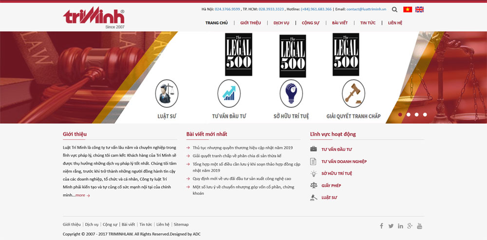 Giao diện website luật trí minh thiết kế tại ADC Việt Nam