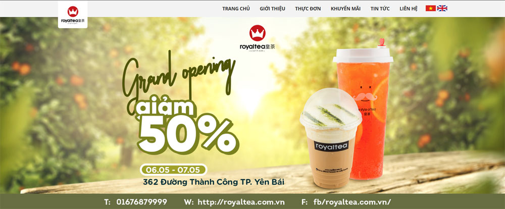 Giao diện website thương hiệu royaltea thiết kế tại ADC Việt Nam