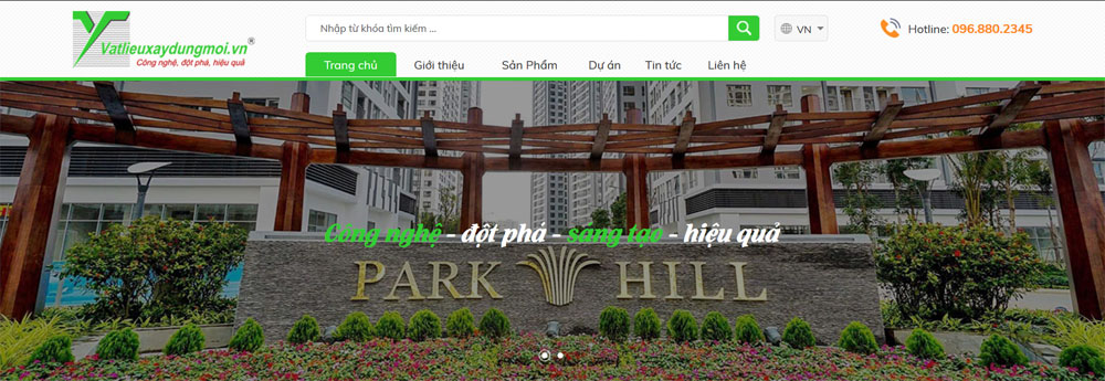 Giao diện web vật liệu xây dựng mới của công ty HTTP Việt Nam 