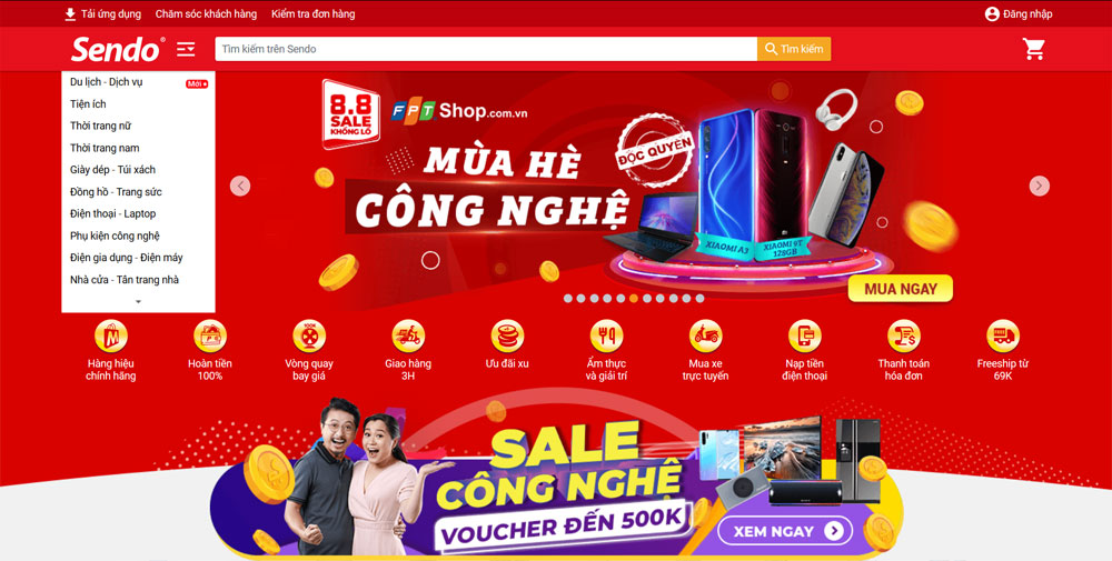 Giao diện website thương mại điện tử Sendo.vn Giao diện website thương mại điện tử Sendo.vn