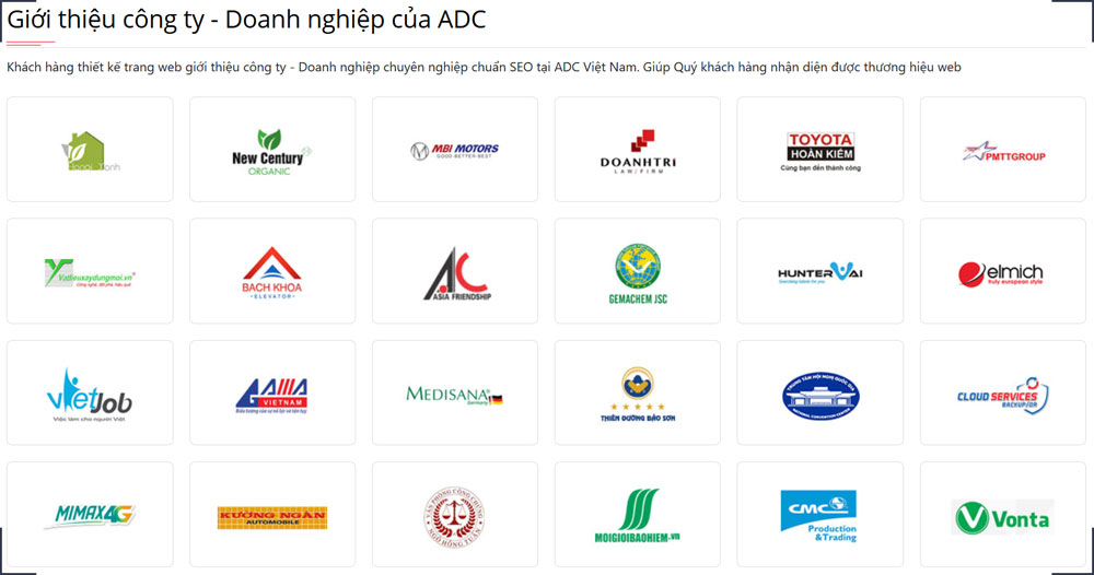Khách hàng thiết kế website tập đoàn, tổng công ty tại ADC Việt Nam