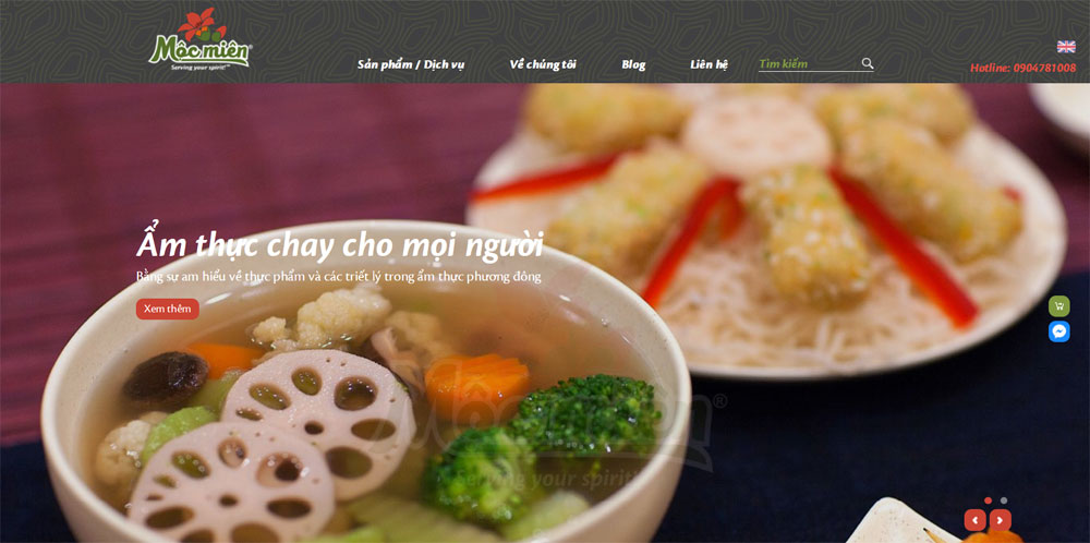 Thiết kế giao diện web nhà hàng ẩm thực chay tại ADC Việt Nam