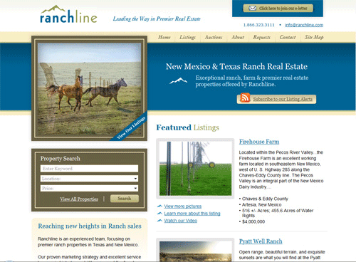 website bất động sản Ranchline, thiết kế website bất động sản