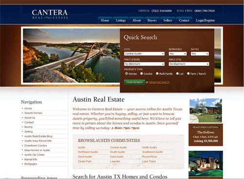 website bất động sản Cantera, thiết kế website bất động sản