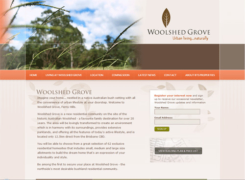Website bất động sản Woolshed Grove, thiết kế web bất động sản