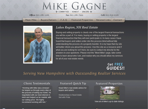 Dịch vụ môi giới bất động sản Mike Gagne, thiết kế web bất động sản