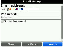 Nhập Email Address và password
