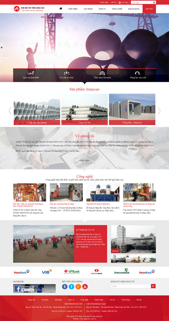 Giao diện website Nhà máy AMACCAO thiết kế bởi ADC Việt Nam
