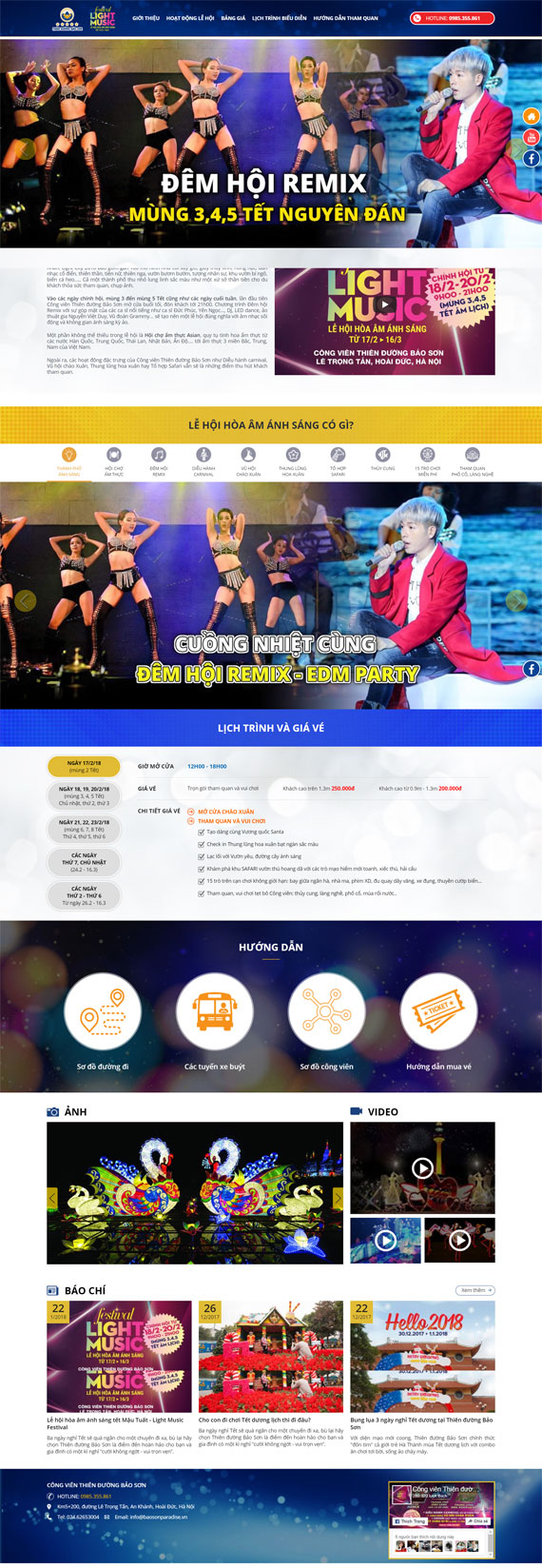 Giao diện website Light Music Festival Thiên Đường Bảo Sơn thiết kế tại ADC