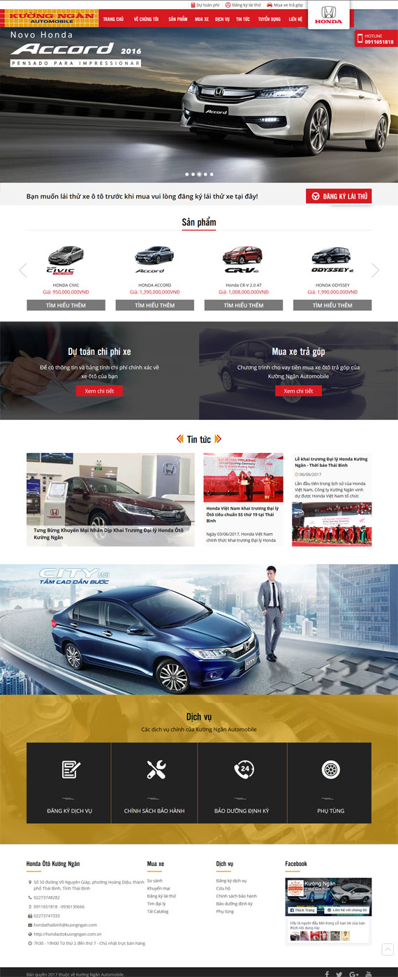 Giao diện website công ty honda kường ngân ( Kường Ngân Automobile )
