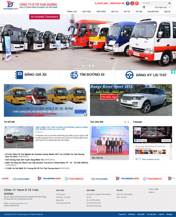 Giao diện website Thái Dương Auto