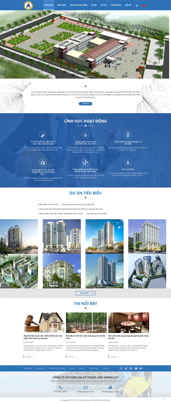 Giao diện website công ty UCT GEO thiết kế bởi ADC Việt Nam