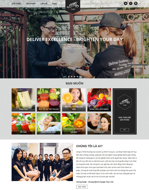 Giao diện website 1886 Cafe do ADC Thiết kế 