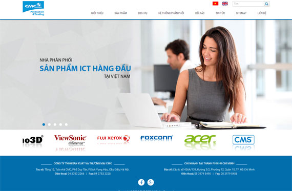 Giao diện website đơn vị sản xuất máy tính CMC P&T thiết kế bởi ADC