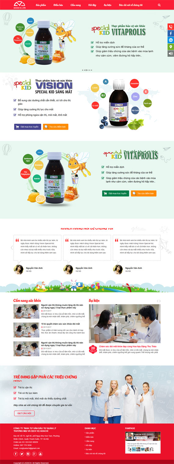 Website thực phẩm bảo vệ sức khỏe Special Kid Vision thiết kế bởi ADC Việt Nam