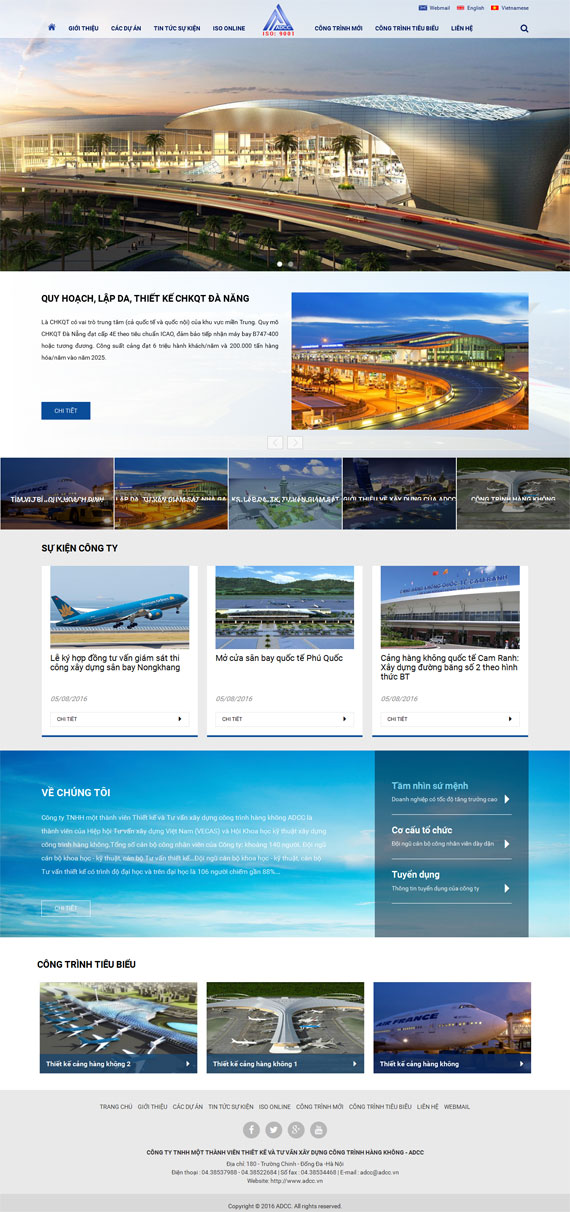 Thiết kế website Công ty TNHH một thành viên Thiết kế và Tư vấn xây dựng công trình hàng không ADCC