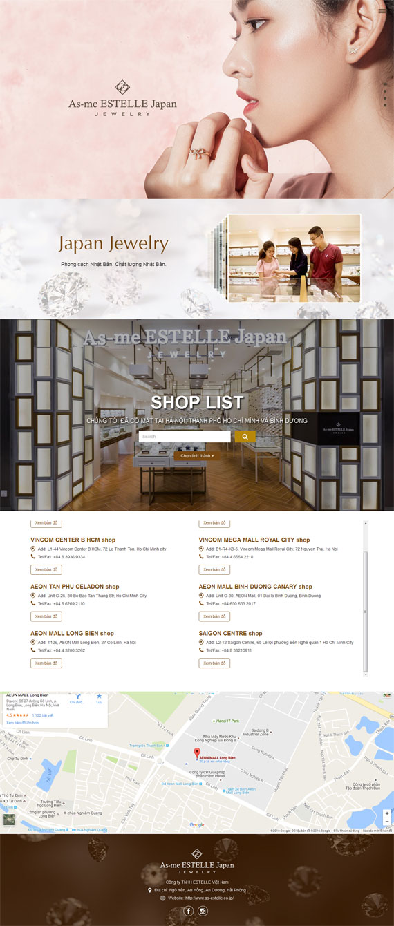 Giao diện website shop As-me ESTELLE Japan