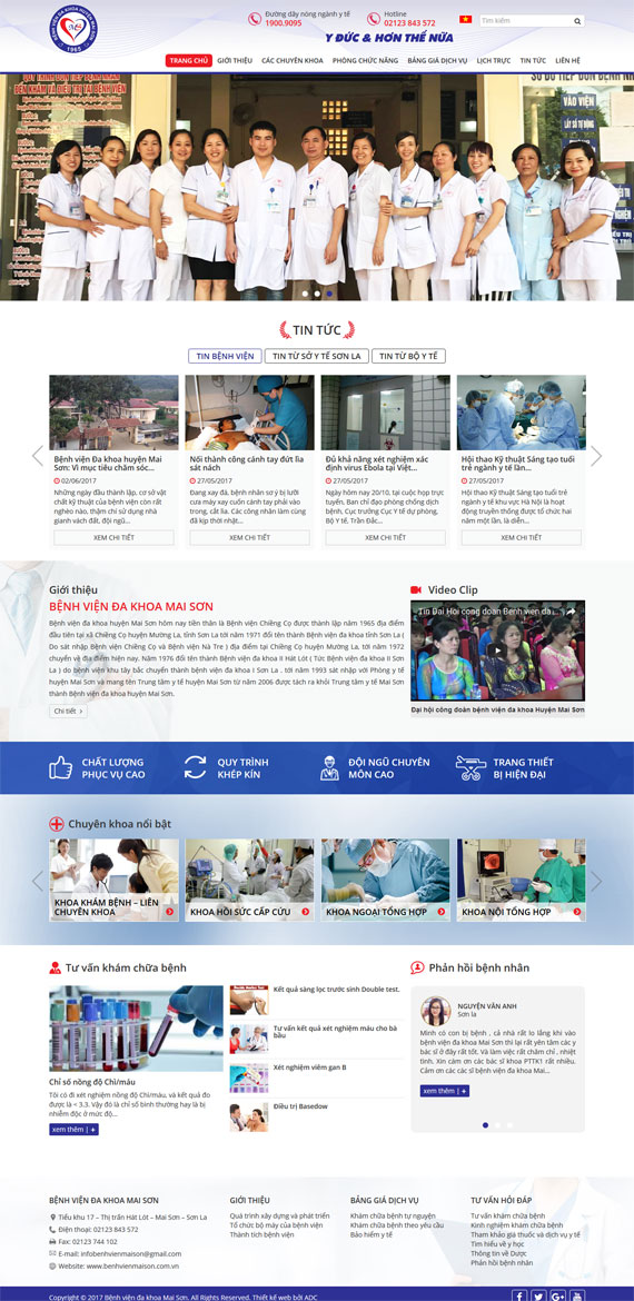 Giao diện website bệnh viên đa khoa Mai Sơn
