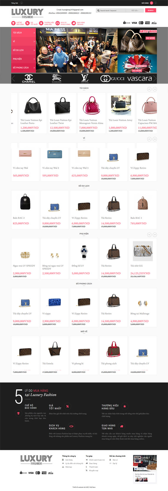 Giao diện website mua sắm thời trang online Luxury Fashion