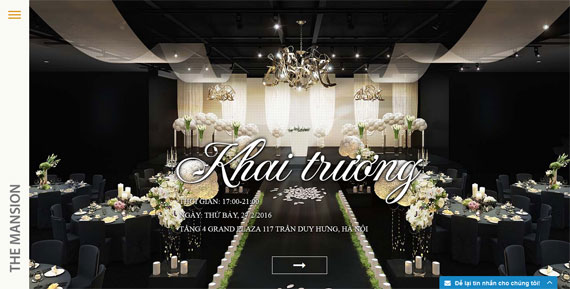 Giao diện website The Mansion Wedding