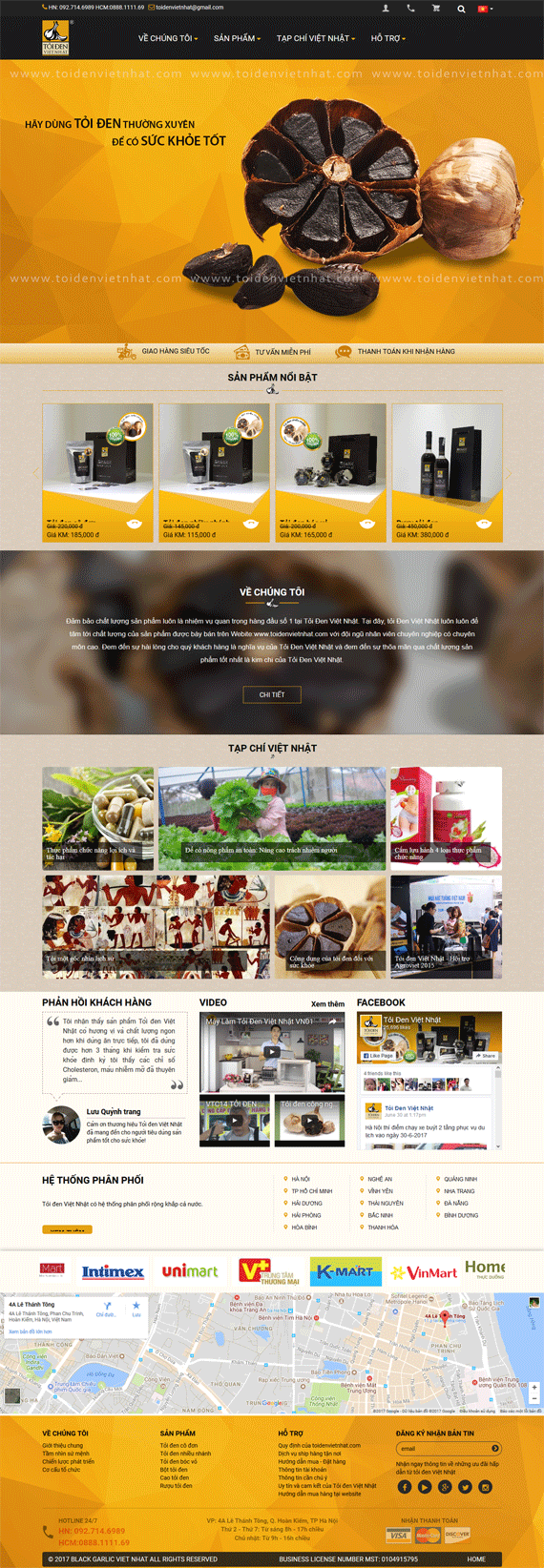 Giao diện website Tỏi đen Việt Nhật thiết kế bởi ADC Việt Nam