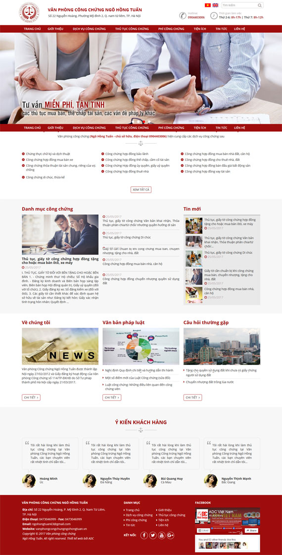 Giao diện website văn phòng Công chứng Ngô Hồng Tuấn