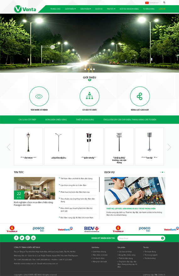 Giao diện website Công ty TNHH Vonta Việt Nam thiết kế bởi ADC Việt Nam