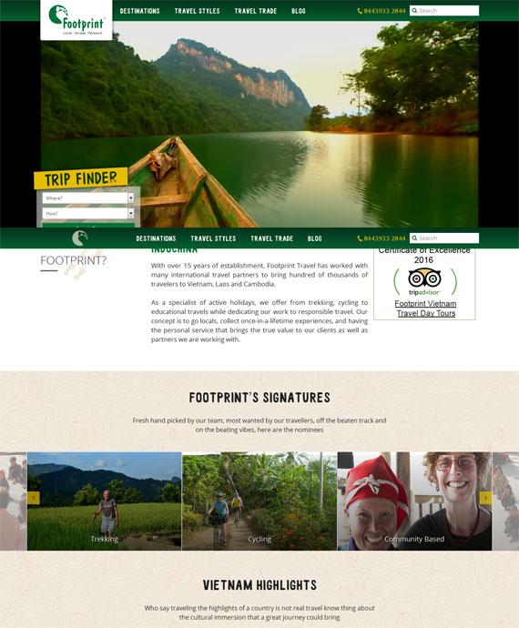Giao diện thiết kế website du lịch footprint