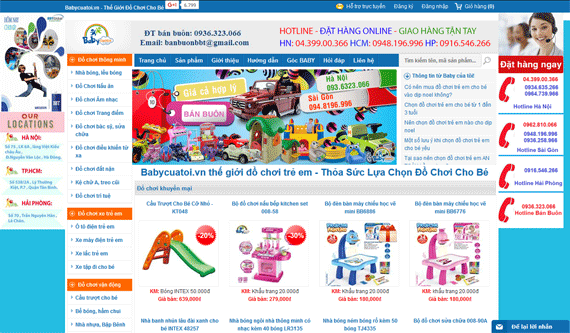Mẫu giao diện web bán đồ chơi online babycuatoi.vn