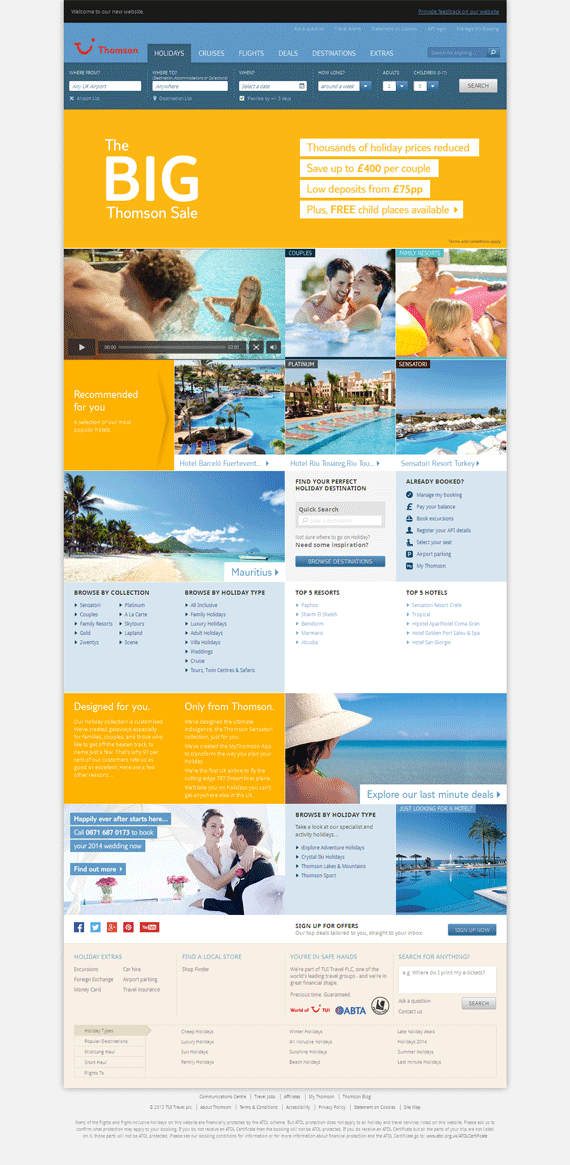 Mẫu template website du lịch công ty Thomson travel