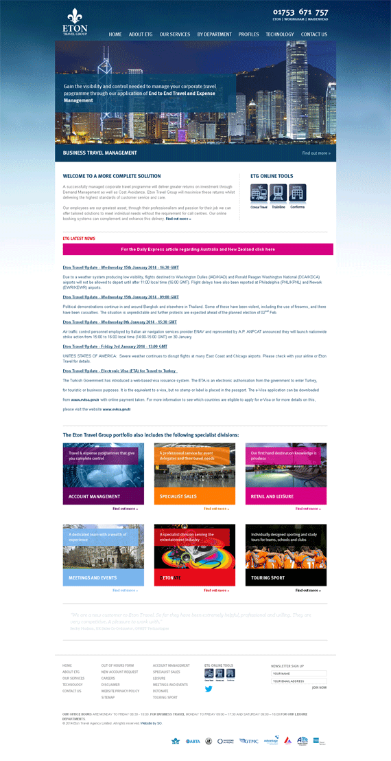 Mẫu template website du lịch công ty eton travel