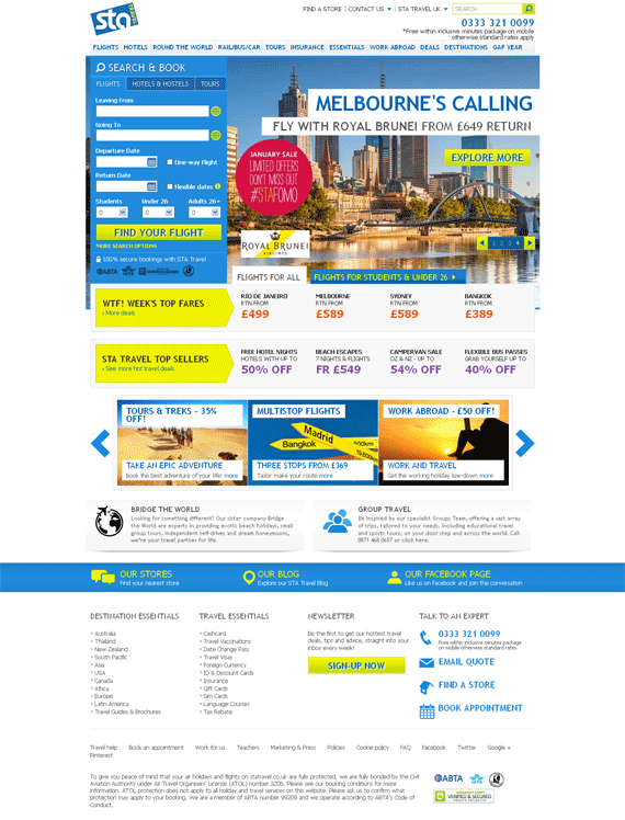 Mẫu template website du lịch công ty sta travel