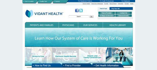 Website bệnh viện Vidant health - Vidanthealth.com