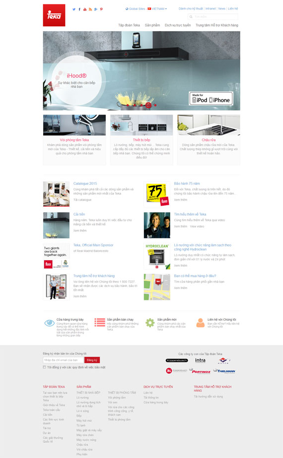Mẫu thiết kế website thiết bị nhà bếp Teka