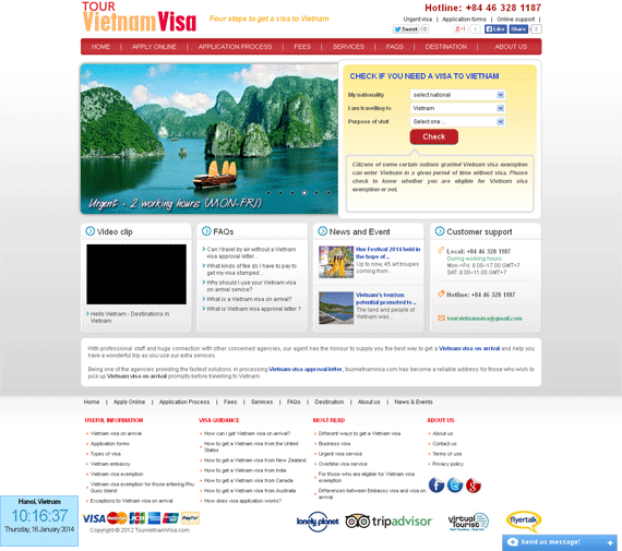 Sản phẩm Website du lịch Tour Vietnam visa - Tourvietnamvisa.com