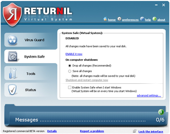 Tạo ra một bản sao ảo của hệ thống thực sự của bạn - Returnil Virtual System 2010 beta